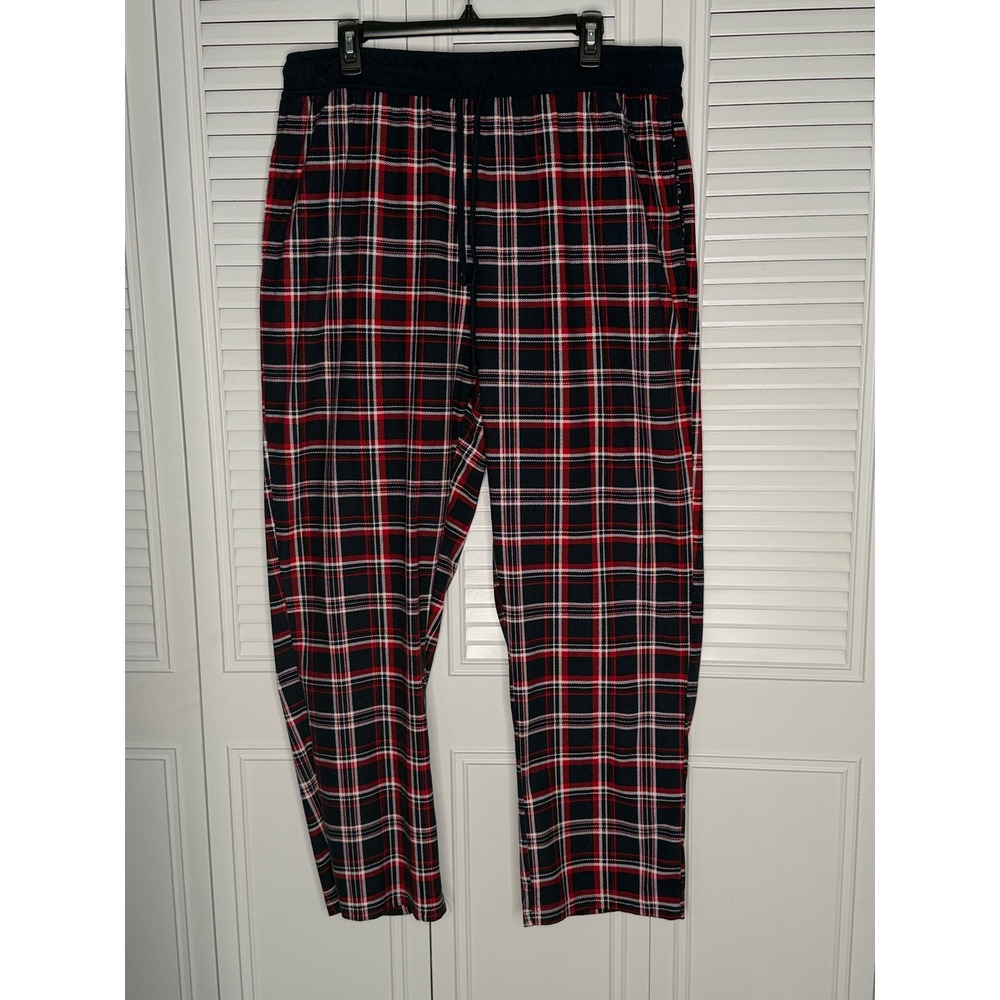 Nautica Pajama Pants Mens L Blue Red Plaid Good Drawstring Sleepwear Lounge